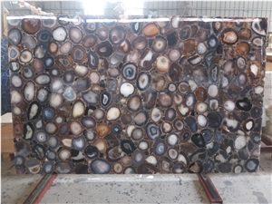 Grey Agate Gemstone Backlit Table Coffee Top Slab