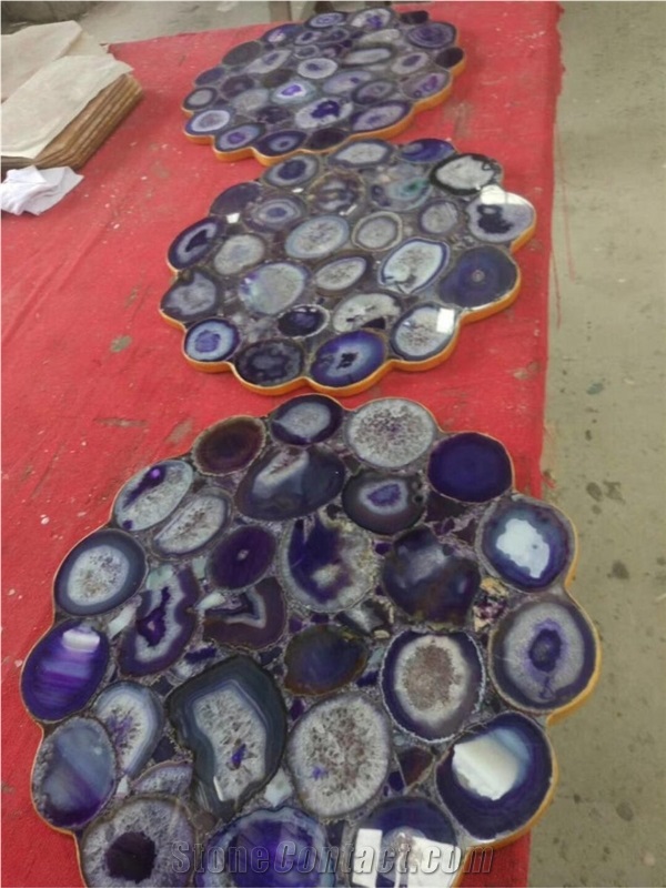 Luxury Purple Agate Semi-Precious Coffee Table