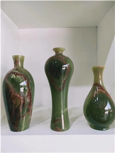 Natural Antique Green Onyx Stone Flower Vases
