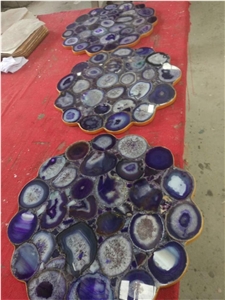 Purple Agate Semiprecious Stone Cafe Tabletop