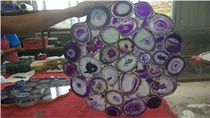 Purple Agate Semiprecious Stone Cafe Tabletop