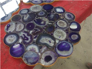 Purple Agate Semiprecious Stone Cafe Tabletop