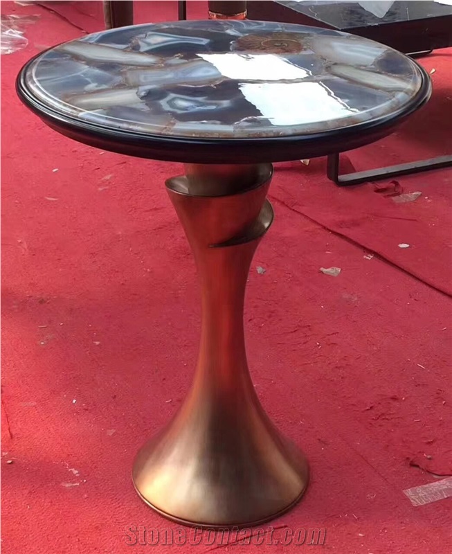 Translucent Brown Semi Precious Table Top