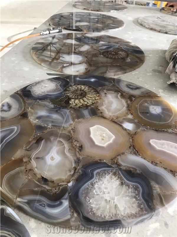 Translucent Brown Semi Precious Table Top