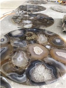 Translucent Brown Semi Precious Table Top