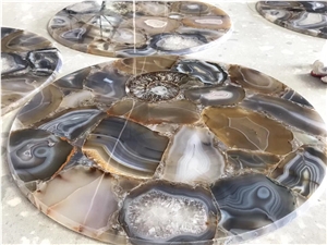 Translucent Brown Semi Precious Table Top