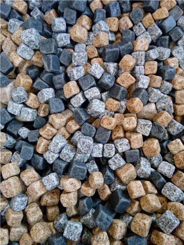 Tumbled Sunset Gold Granite Cobble Paver Light Gre