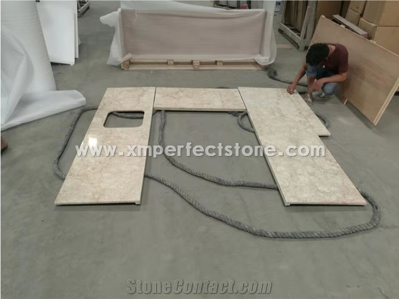 Beige Marble Kitchen Counter Top Project Tops
