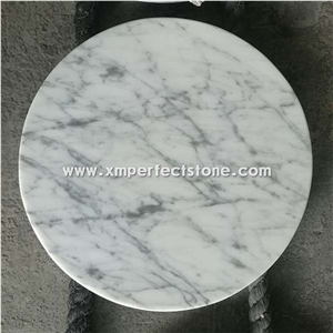 Bianco Carrara White Marble Round Table Top