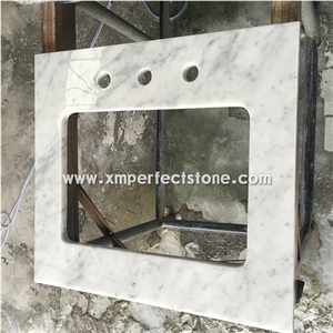Bianco Carrara White Marble Vanity Top Single Sink