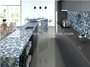 Blue Semiprecious Stone Kitchen Countertop Bar Top Blue Semiprecious Stone Kitchen Countertop Bar Top