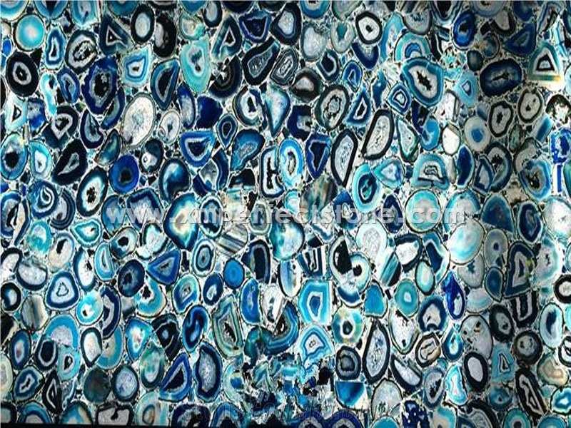 Blue Semiprecious Stone Kitchen Countertop Bar Top