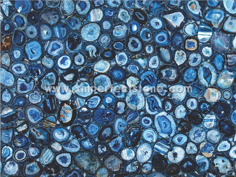 Blue Semiprecious Stone Kitchen Countertop Bar Top