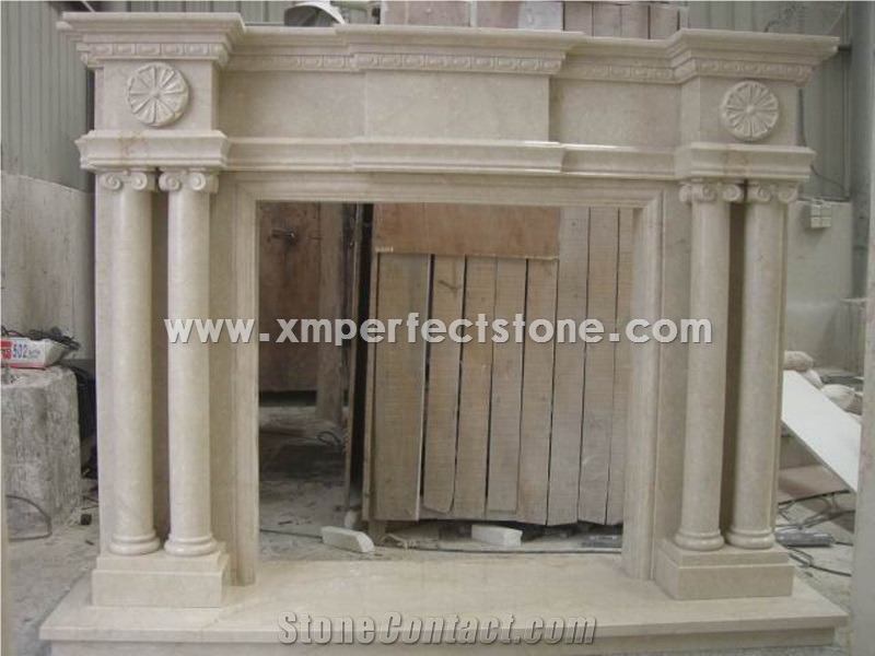 High Quality White Limestone Fireplace