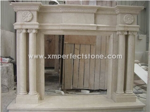 High Quality White Limestone Fireplace