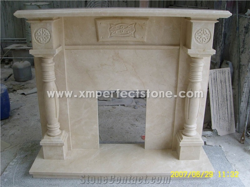 High Quality White Limestone Fireplace