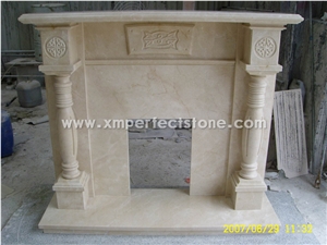 High Quality White Limestone Fireplace