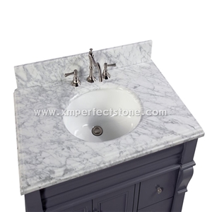Polished Carrara White Vanity Top Round Sink