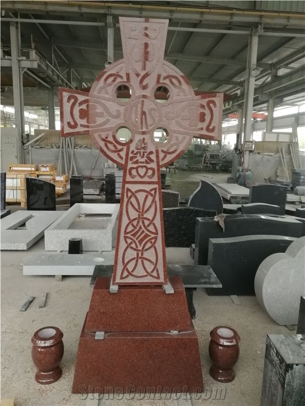 India Red Sandblasted Celtic Cross