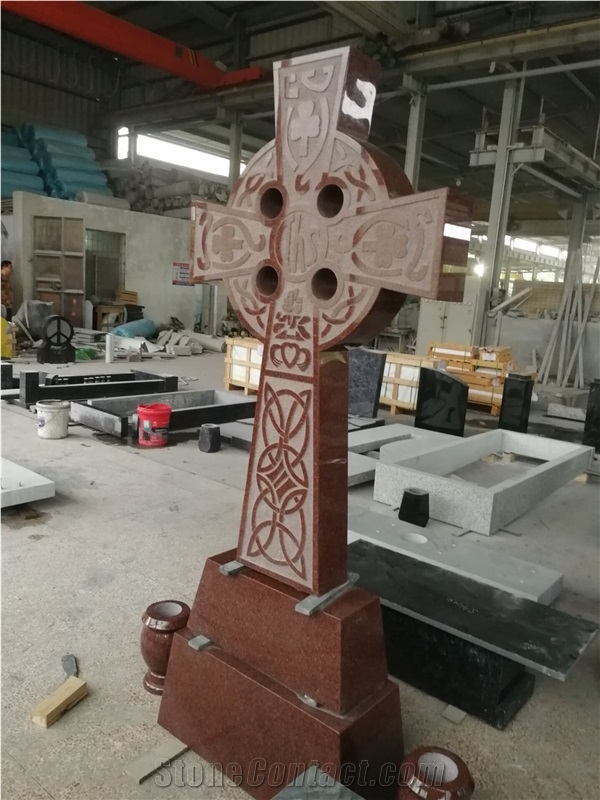 India Red Sandblasted Celtic Cross