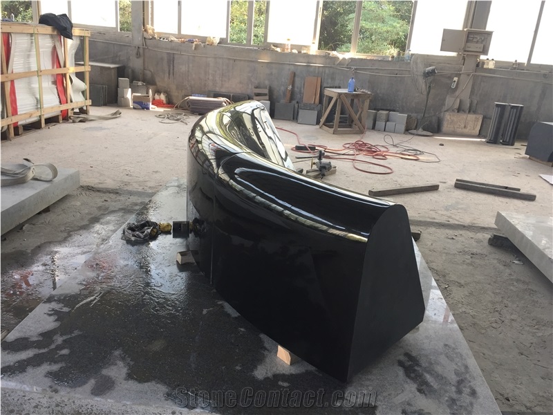 Jet Black Granite With Etching Monument