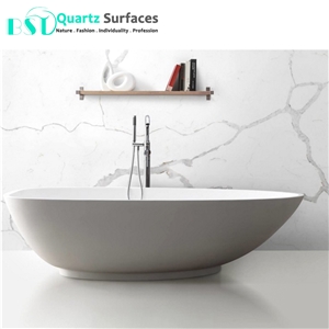 Artificial White Quartz Countertop with Grey Veins