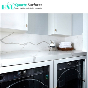 Artificial White Quartz Countertop with Grey Veins