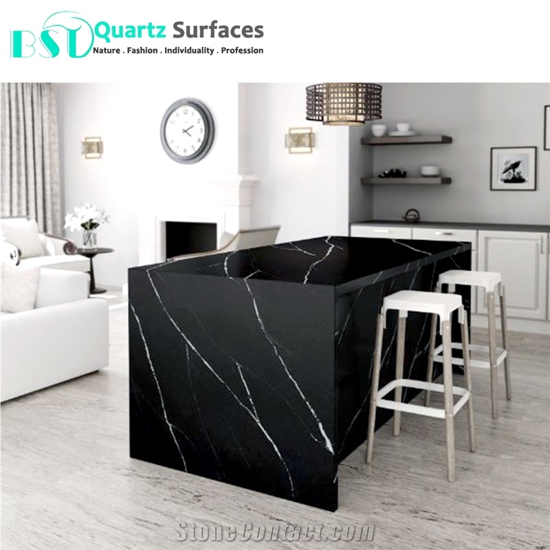 Black Marquina Artificial Quartz Stone Slabs