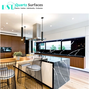 Black Marquina Artificial Quartz Stone Slabs