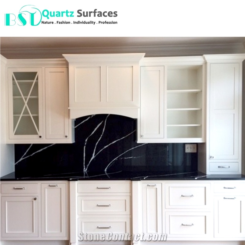 Black Marquina Artificial Quartz Stone Slabs
