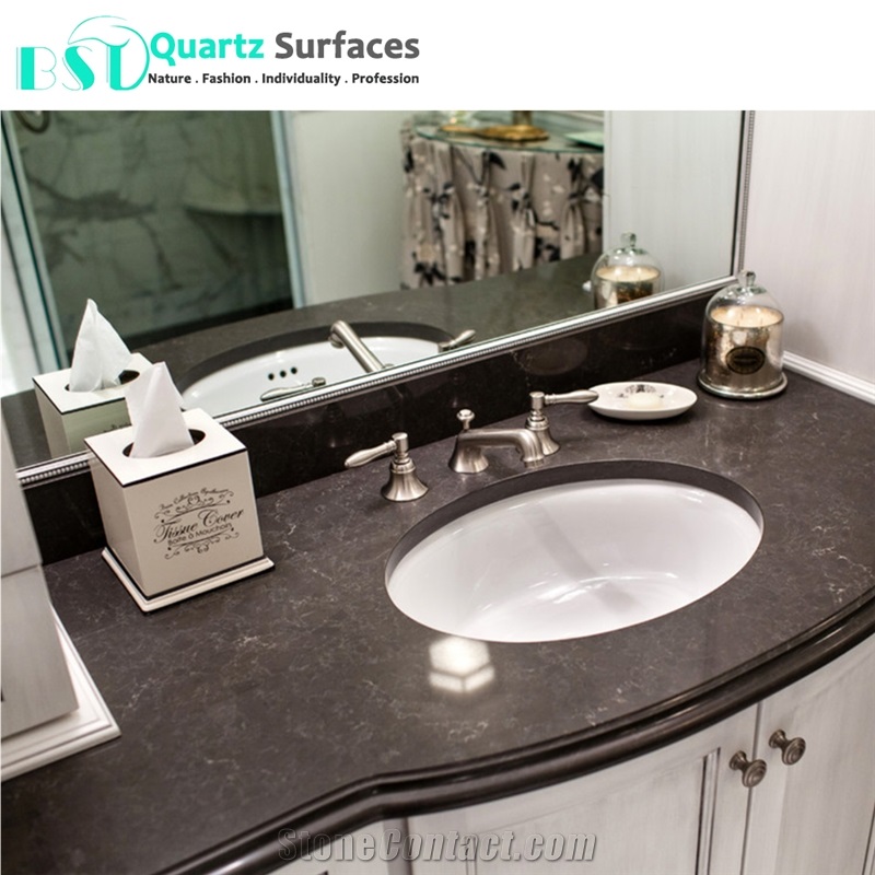 Brown-Based Quartz Stone Dining Table Top