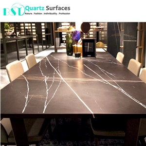 Coffee Brown Quartz Stone Dining Table Top