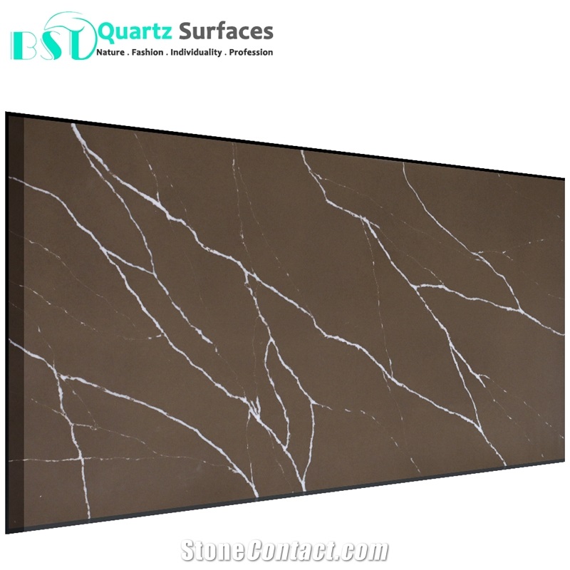 Coffee Brown Quartz Stone Dining Table Top
