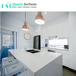 Marble Looking Quartz Stone Kitchen Island Tops