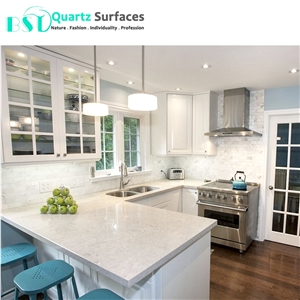 Pink Veined Quartz Stone for Kitchen Countertop