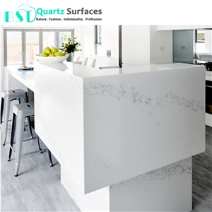 White Calacatta Quartz Slab for Coffee Table, Commercial Counters
