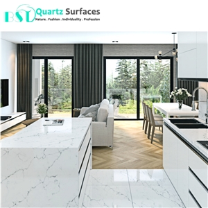 White Calacatta Quartz Slab for Coffee Table, Commercial Counters