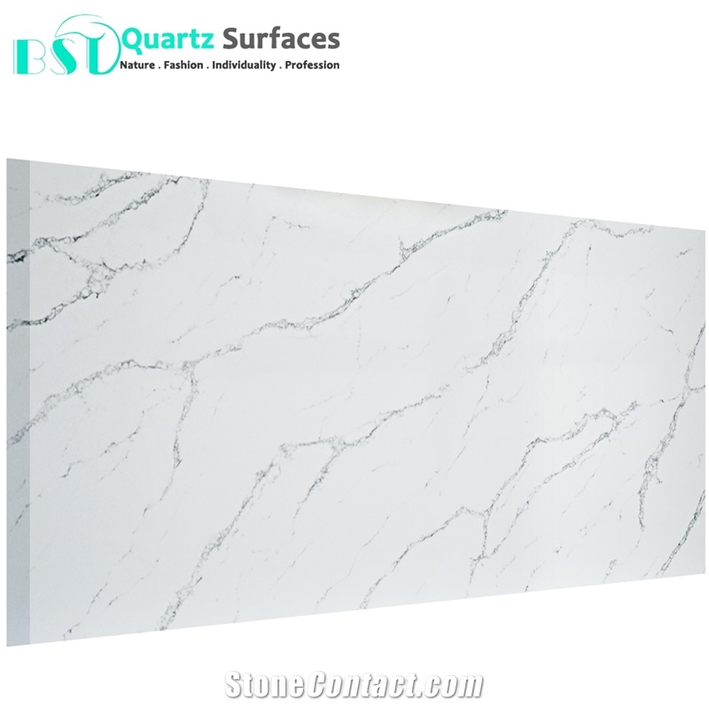 White Calacatta Quartz Slab for Coffee Table, Commercial Counters