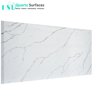 White Calacatta Quartz Slab for Coffee Table, Commercial Counters