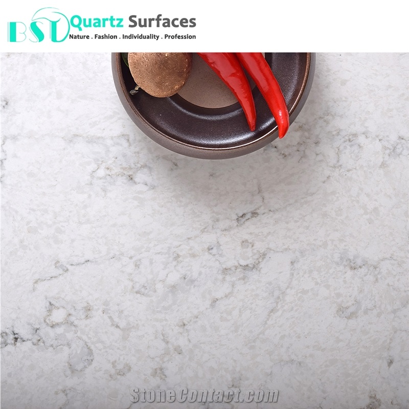 White Carrara Artificial Quartz Stone Slab