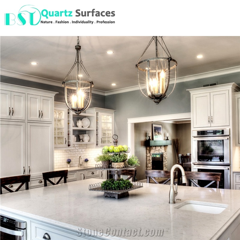 White Carrara Quartz Stone Island Top