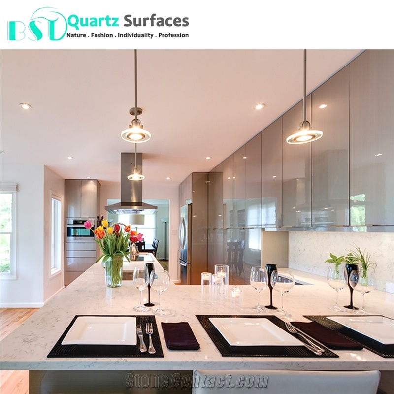 White Carrara Quartz Stone Island Top