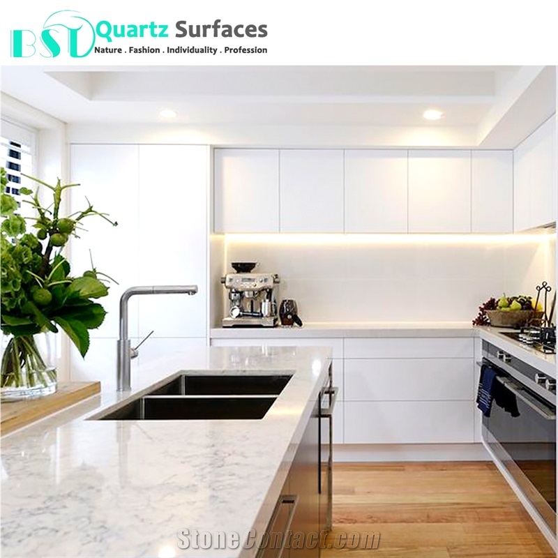 White Carrara Quartz Stone Island Top