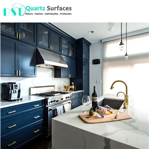 White Engineered Quartz Stone for Countertops, Benchtops