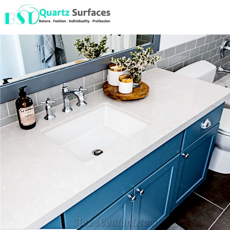 White Mist Artificial Quartz Kitchen Countertop
