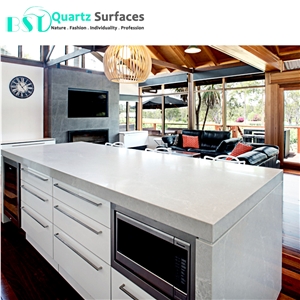White Mist Artificial Quartz Kitchen Countertop