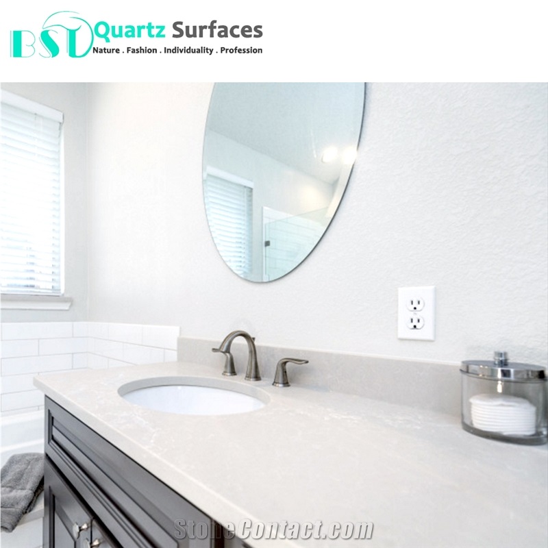 White Mist Artificial Quartz Kitchen Countertop