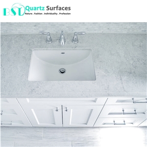 White Mist Artificial Quartz Kitchen Countertop