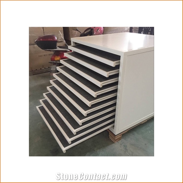 CC010 Granite Stone Tile Display  Drawer Stand With Wheel
