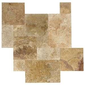 Antique Blend Travertine Pavers, Terrace Floors Pattern
